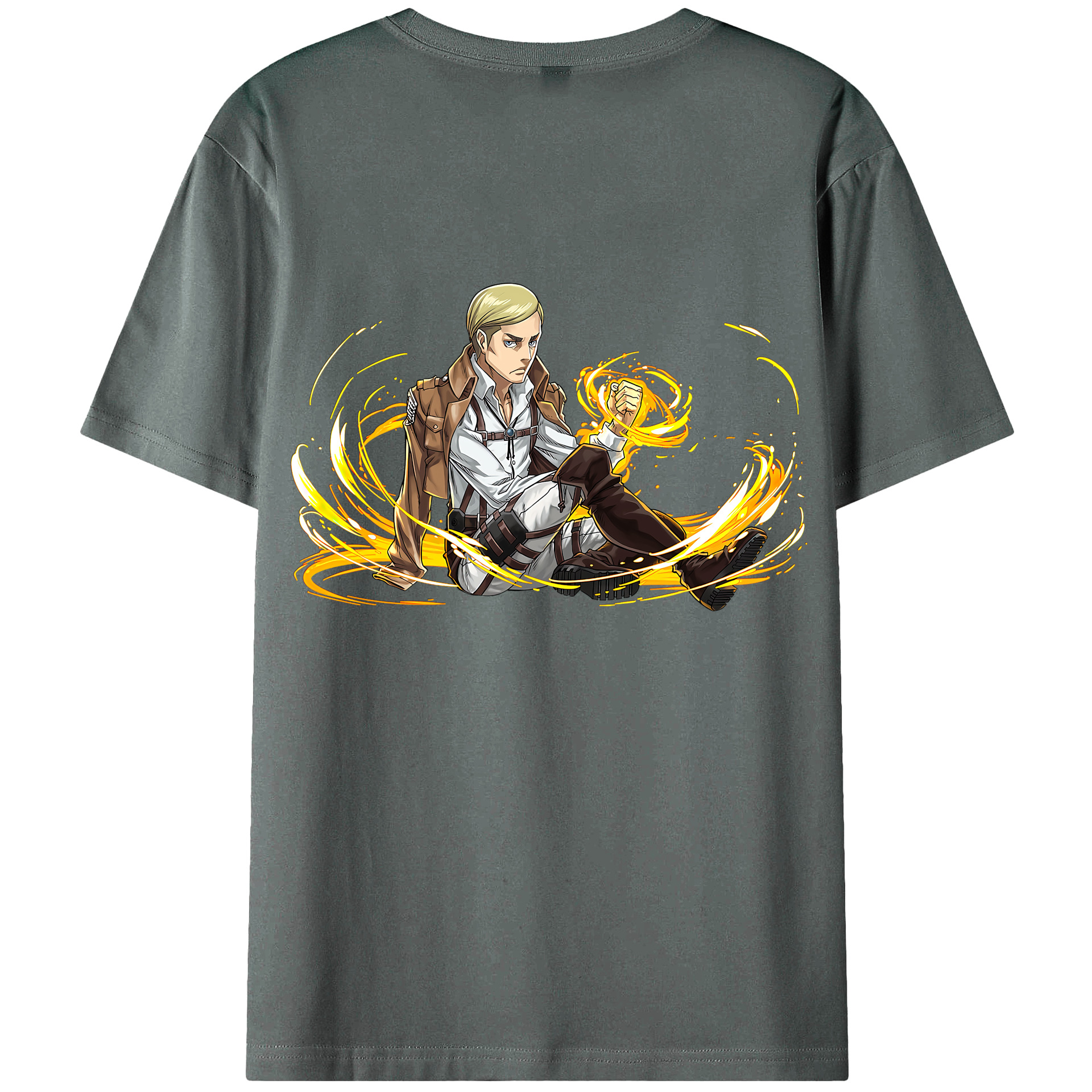 （画像用） 進撃の巨人 エルヴィン・スミス Attack on Titan Erwin Smith 綿100％半袖Tシャツ（背面プリント）
